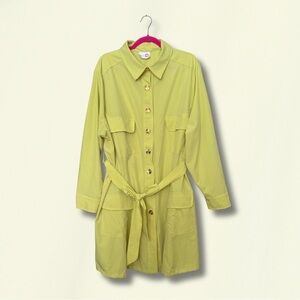 Olive Green Button-Up Shirt Dress